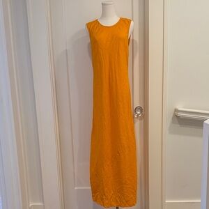 J. Crew Vibrant Orange Linen Maxi Dress